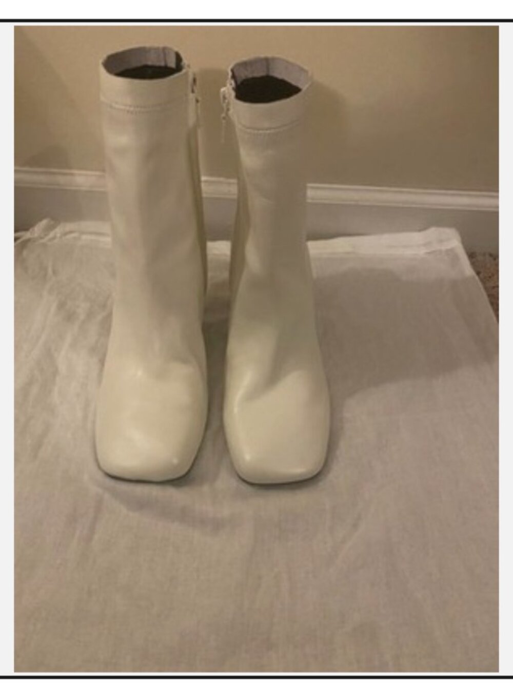 NEW WITHOUT TAG ZARA IVORY LEATHER ANKLE BOOTS SIZE 9